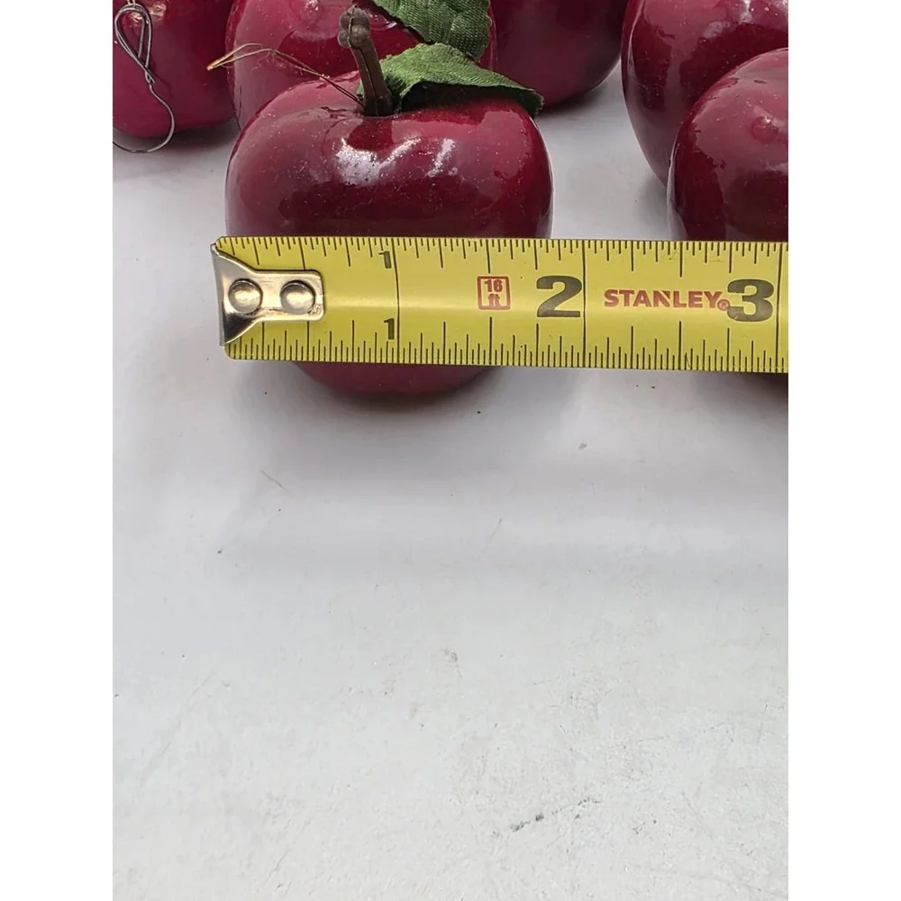 Lot 15 Red Apple Ornaments Hanging Faux Fruit Fall Harvest Farmhouse Tree Decor